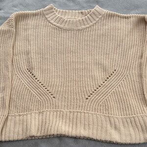 Hippie Rose Neutral Cream Ribbed Crewneck Sweater